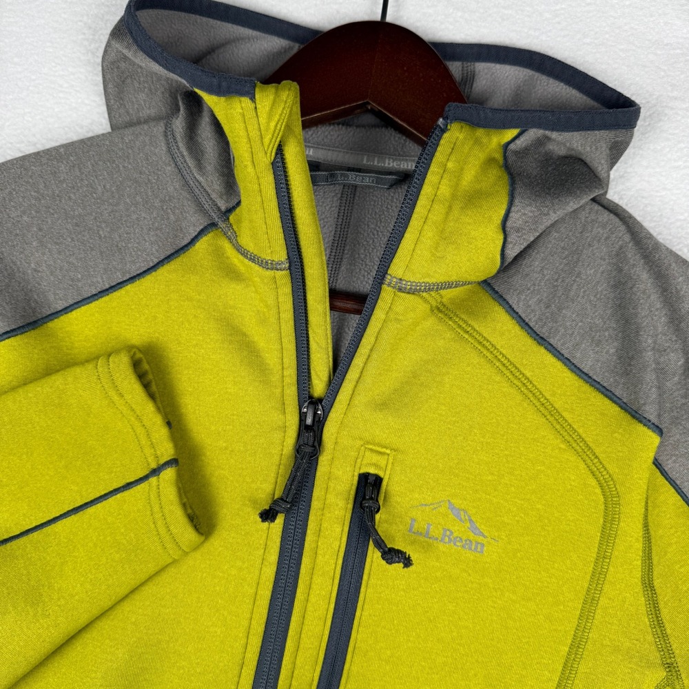 L.L. Bean Mountain Hoodie Mens Small Green Gray 1/4 Zip Fleece Pullover 296699